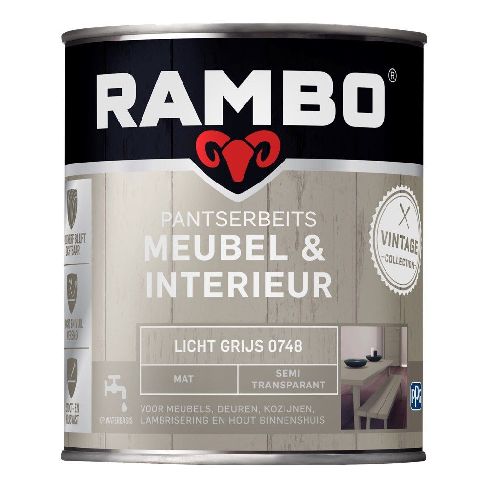 bellen Genealogie mode Rambo Pantserbeits Meubel&Interieur Mat Licht Grijs 0,75L kopen? Scherpe  prijs & snel geleverd